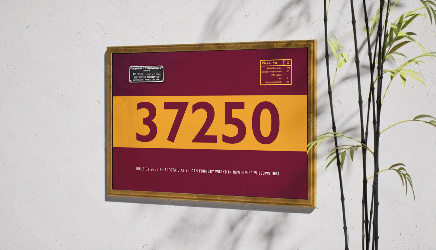 Make any Class 37 Number and nameplate A3 poster