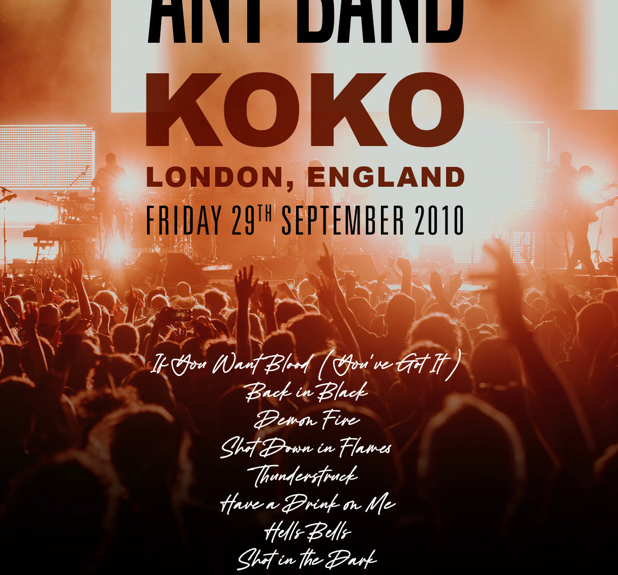 Favourite gig/band Set-list A3 poster. Gift / music / art print