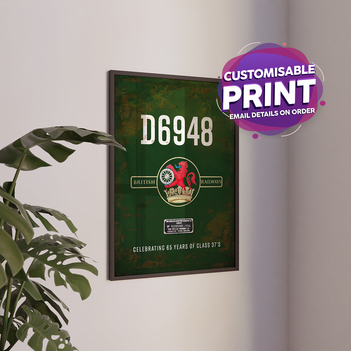 Make any Class 37 Number and nameplate A3 poster