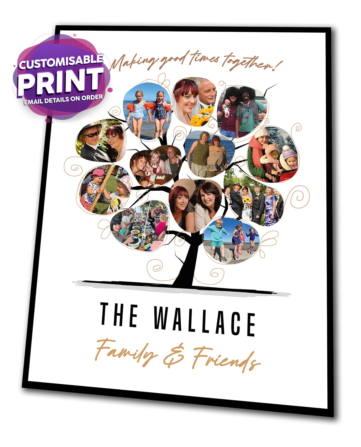 A3 Poster EDITABLE Personalized Memories Photo Collage - email photos on order.