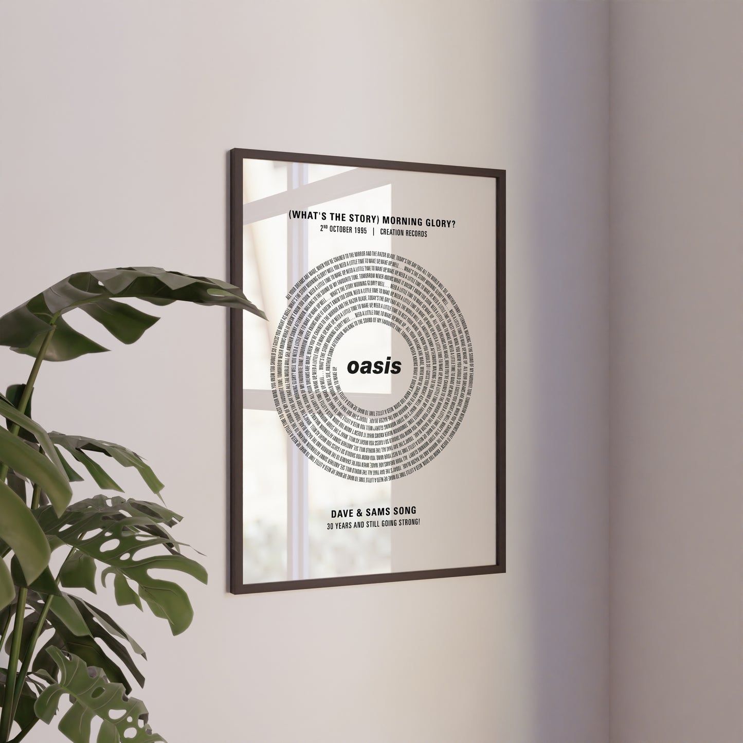 Customisable Vinyl Song Lyrics A3 Print. Music / gift / decoration