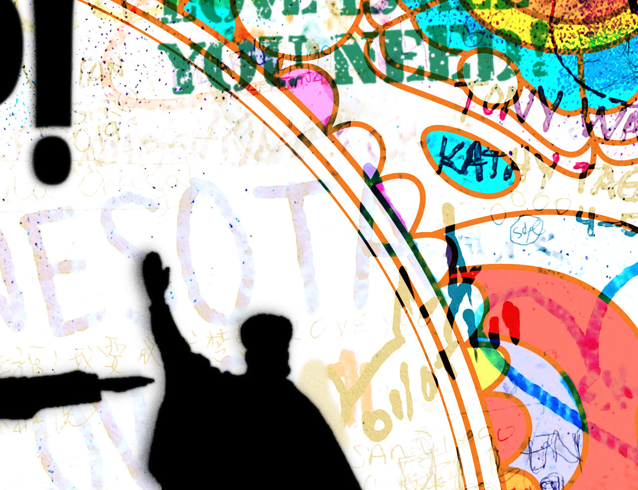 60's Beatles influenced A3 Poster in the style of Banksy