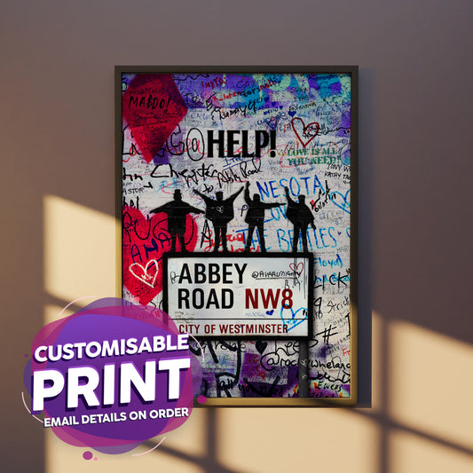 60's A3 Poster  influenced by the Beatles in the style of Banksy