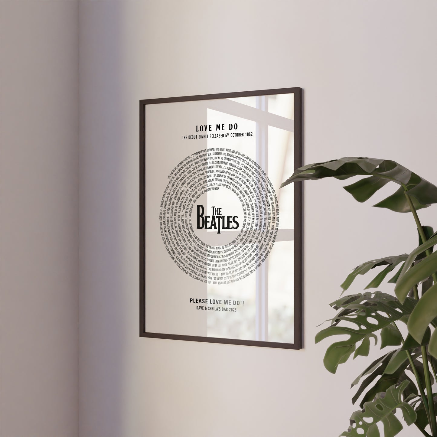 Customisable Vinyl Song Lyrics A3 Print. Music / gift / decoration