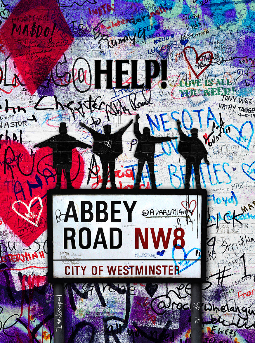 60's A3 Poster  influenced by the Beatles in the style of Banksy