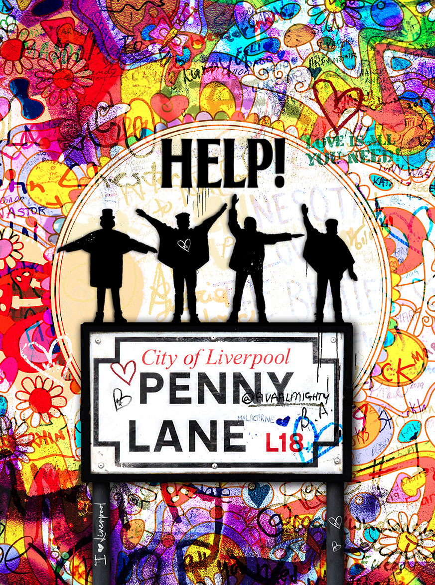 60's Beatles influenced A3 Poster in the style of Banksy